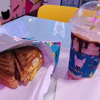 Cheese and beans toastie and a Ferrero rocher milkshake 😍 at Frankie's Toasties in Manchester