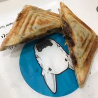 Vegan creamy mushroom and cheese toastie  at Frankie's Toasties in Manchester