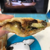 Melty! Vegan creamy mushroom and cheese toastie  at Frankie's Toasties in Manchester