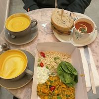 Sandwich + tomato soup and basmati rice + sweet potato curry at Vertigo - Cross St in Manchester