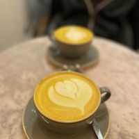 Tumeric latte at Vertigo - Cross St in Manchester