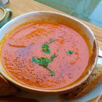 Roast tomato soup at Vertigo - Cross St in Manchester