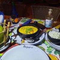 Vegan moqueca and coconut water at Bejupira in Porto De Galinhas
