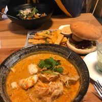 Katsu, Chiang Mai burger and laksa at Brainwave Cafe in Sydney