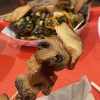 “fried mushroom on a stick" at Saimin Dojo in Kapaa