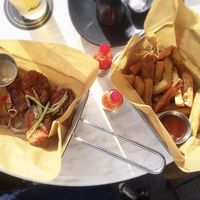 Vegan fried ‘chicken’ and fries  at O.G.B. in Christchurch