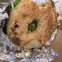 Vegan breakfast sandwich (with a bite lol) 2.5/5. I didn’t like it much  at Forage Market in Portland