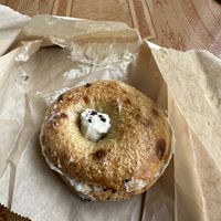 Plain bagel w/ vegan cream cheese   at Forage Market in Portland