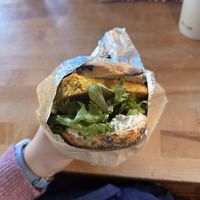 Vegan breakfast sandwich  at Forage Market in Portland