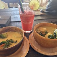 Yellow and green curries. To die for!!   at Benny's On The Beach in Koh Lipe