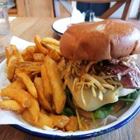 Bacon plant burger (vegan) at Honest Burgers in London