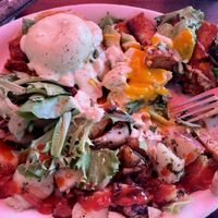 Cali Benedict with potatoes   at Millie's in Pasadena