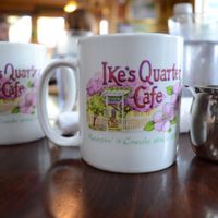 Coffee (served with plant based milk on request) at Ike's Quarter Cafe in Nevada City