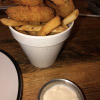 Half fries half onion rings  at Bareburger in Plainview