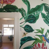 Colourful murals on the walls at Joy of Flora in Adelaide