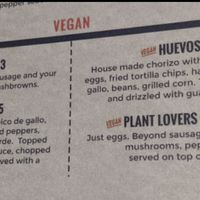 Vegan section of the menu. There are still more, besides these four! at Duluth Grill in Duluth