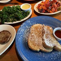 French toast entree(split with husband), marinated kale side, red flannel hash side.  at Duluth Grill in Duluth