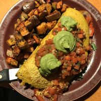 chickpea omelette and sweet potato hash at Duluth Grill in Duluth