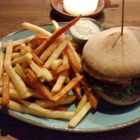Burger mit Pommes at Mokel Bar in Muenster