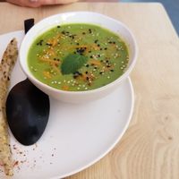 Split pea gazpacho at Bhajan Cafe in Nice