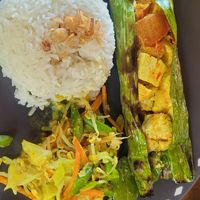 Pepes tahu with veggies and rice at Clasico in Lembongan