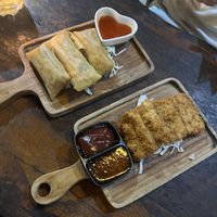 Veggie Springrolls and Tempeh Goreng  at Clasico in Lembongan