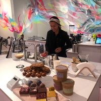 Vegan (and non-vegan) sweets and milks.  at Hummingbird in Amsterdam