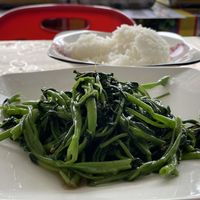 Stir-fried morning glory, 40,000 kip  at Kaun Im Yok in Vientiane