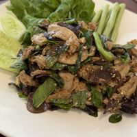 Larb soy protein with mushrooms  #Veganuary at Kaun Im Yok in Vientiane