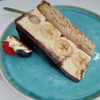 super tasty banana cake at Omas Backstube in Vienna