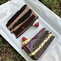 Schokocreme-Torte und Himbeer-Mohn-Creme-Torte - unglaublich lecker!  at Omas Backstube in Vienna