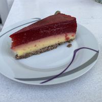 Raspberry Cheesecake at Omas Backstube in Vienna