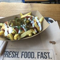 Chili sin carne- cheese sauce amazing!  at Frittenwerk - Ehrenstraße in Cologne