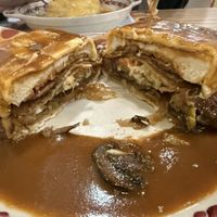 Vegan “Francesinha” inside  at Santa Francesinha in Porto