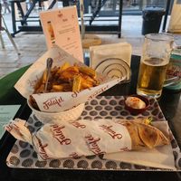 Vegan kebab with chips all amazing at Nafplio Falafel in Nafplion