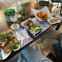 Vegan falafel and kebab with fries at Nafplio Falafel in Nafplion