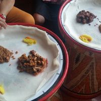 Injera with lentil, mushroom, chickpea and pumpkin curry at Lucy in Cape Town