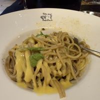 Asian fusion spaghetti (my messy plate, it was perfect when served!)  at Madre Tierra in Toledo