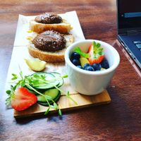 Toasty! Homemade bread with house ground almond coconutbutta  at Big Love Juice in Bellingham