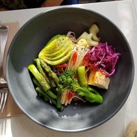 Vegan ball. 2 Cubes of tofu in a tofu ball. at Uliveto Cafe in Sydney