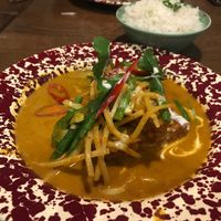 Chu, Chu Tempeh Curry (from the specials menu) with Coconut Rice at Rosa's Thai Cafe - Brixton in South West London