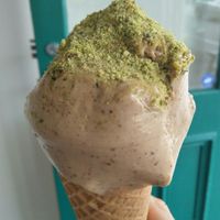 Hazelnut ice cream with chopped pistachio.  at Il Melograno Gelateria in Fitzroy