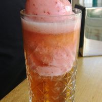 Iced mint tea with strawberry sorbet at Il Melograno Gelateria in Fitzroy
