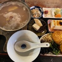 Meal set with tea porrige  at Sawa in Osaka