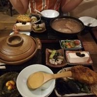 We went for the set menu, one with rice porridge and one with brown rice. Got extra plates so we could share at Sawa in Osaka