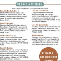 Veg menu sectionn  at Margarita Factory in Battle Ground