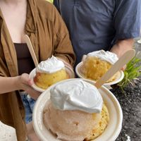 Two of “The Locals” w/poi, and one custom guava and mango w/vegan ice cream. So good!!   at Kula Shave Ice in Hilo
