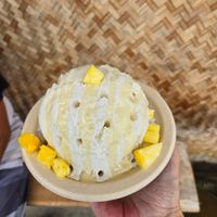 The Big Island: pineapple lime with coconut condensed milk and pineapple chunks! Super yum! at Kula Shave Ice in Hilo