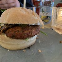 Homemade vegan burger at Brouwerij Troost - De Pijp in Amsterdam