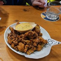 Cauliflower tempura with dill sauce - recommend! at Brouwerij Troost - Westergas in Amsterdam